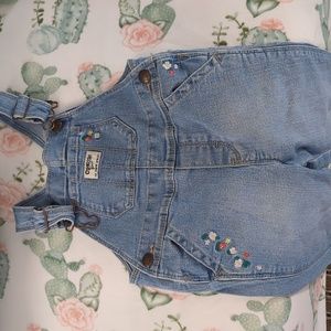 Oshkosh B'Gosh Floral Flower Embroidered Denim Overalls 2T